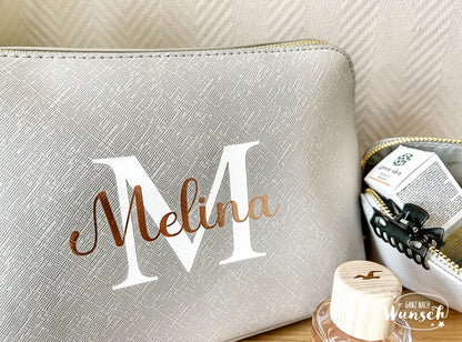 Personalisierte Kosmetiktasche mit Initial und Name | Personalisierter Kosmetikbeutel | personalisierte Kulturtasche | Schminktasche