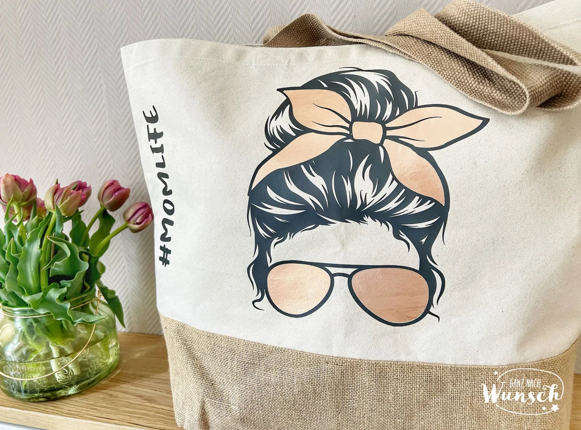 Jute Shopper | XL | Bag | Tragetasche personalisiert | Markttasche | Momlife | Mommybag | Tasche für Mütter | Familybag | Muttertag