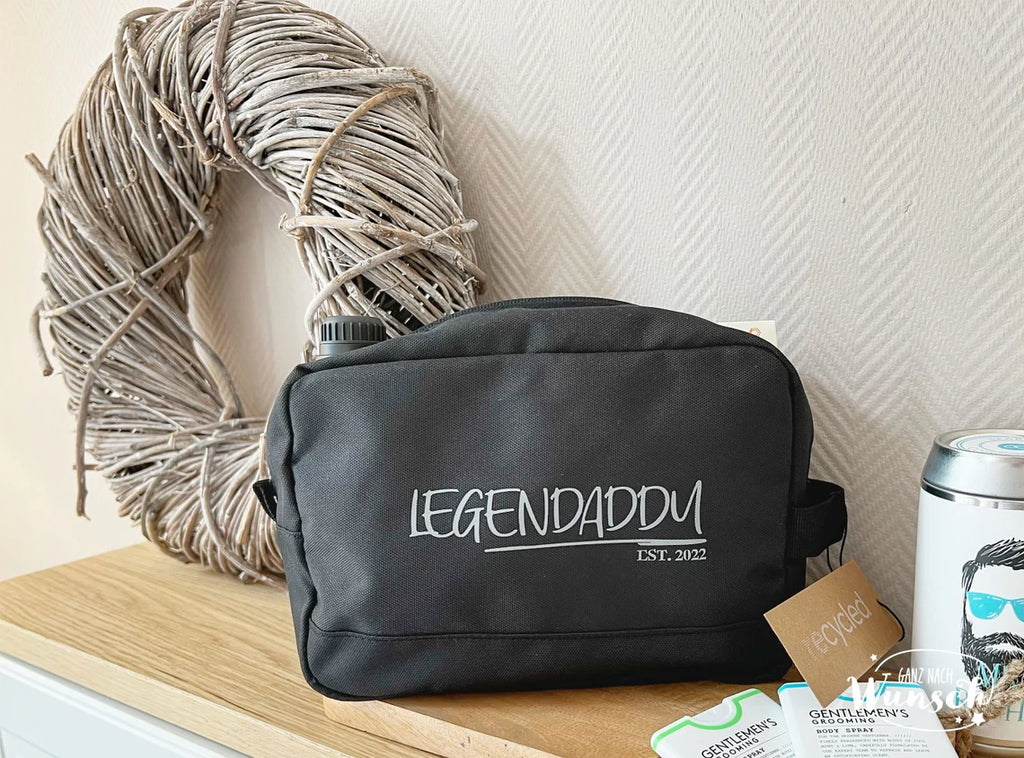Recycled | Kulturtasche | Kulturbeutel | Männertasche | Geschenk zum Vatertag | Vatertag | Dad | Wah Bag | Waschtasche | Legendaddy | EST