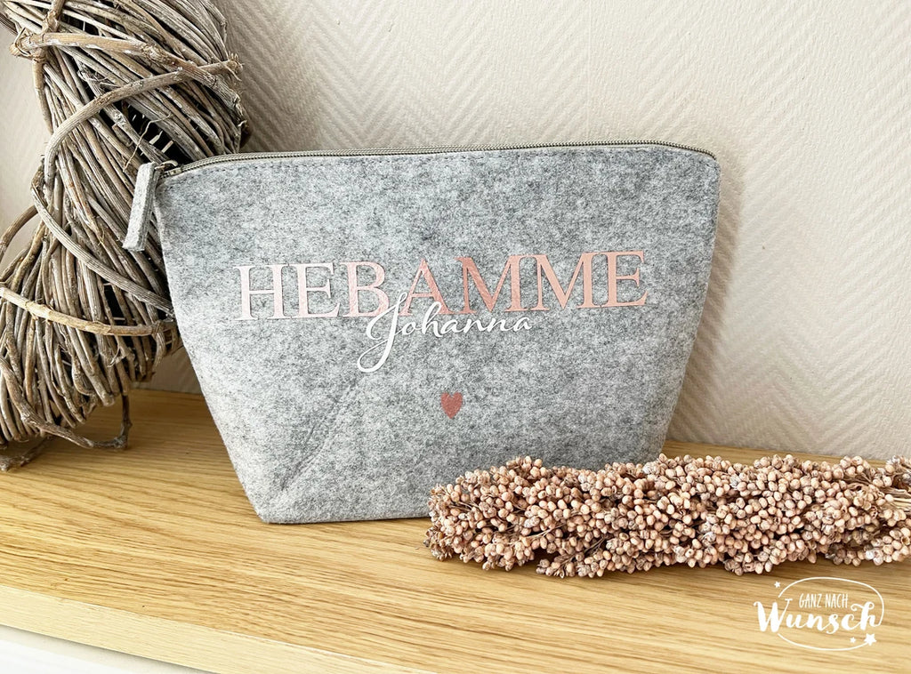 Zum Abschied - Hebamme - Bedruckte Filztasche