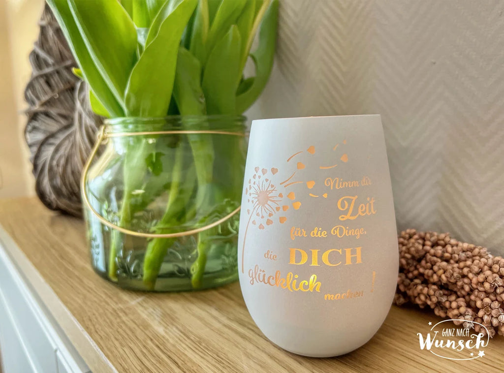 Windlicht | Geburtstag | Gravur | Kristallglas | Erinnerungslicht | Vase | Geschenk zum Geburtstag | Glücklich