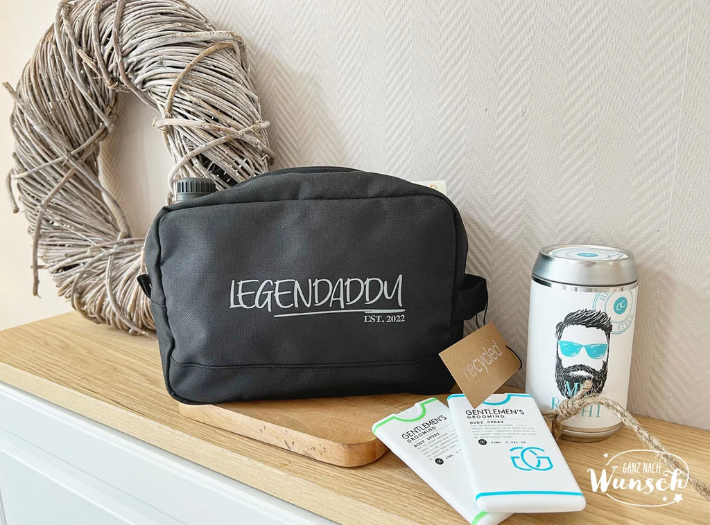 Recycled | Kulturtasche | Kulturbeutel | Männertasche | Geschenk zum Vatertag | Vatertag | Dad | Wah Bag | Waschtasche | Legendaddy | EST