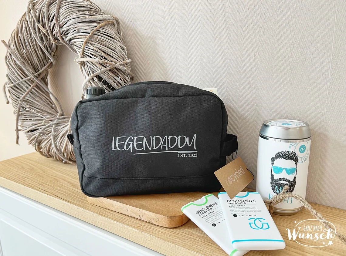 Recycled | Kulturtasche | Kulturbeutel | Männertasche | Geschenk zum Vatertag | Vatertag | Dad | Wah Bag | Waschtasche | Legendaddy | EST