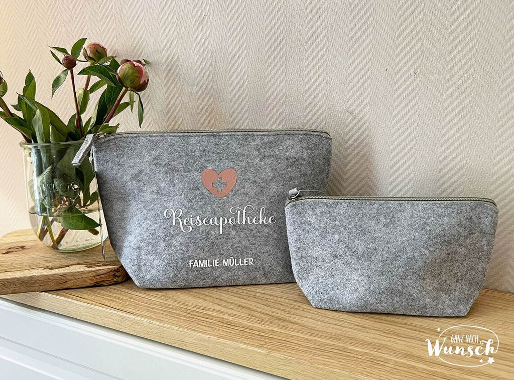 Für Unterwegs - Reiseapotheke - Bedruckte Filztasche