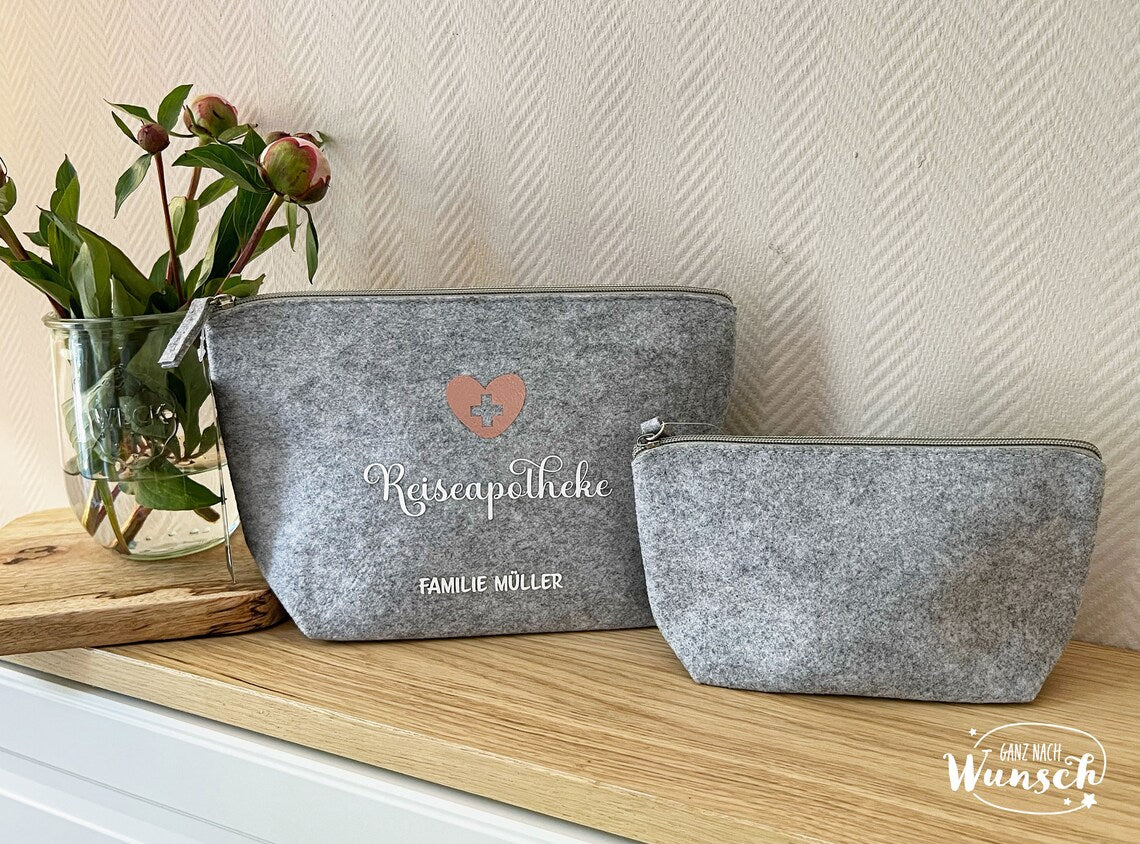 Für Unterwegs - Reiseapotheke - Bedruckte Filztasche