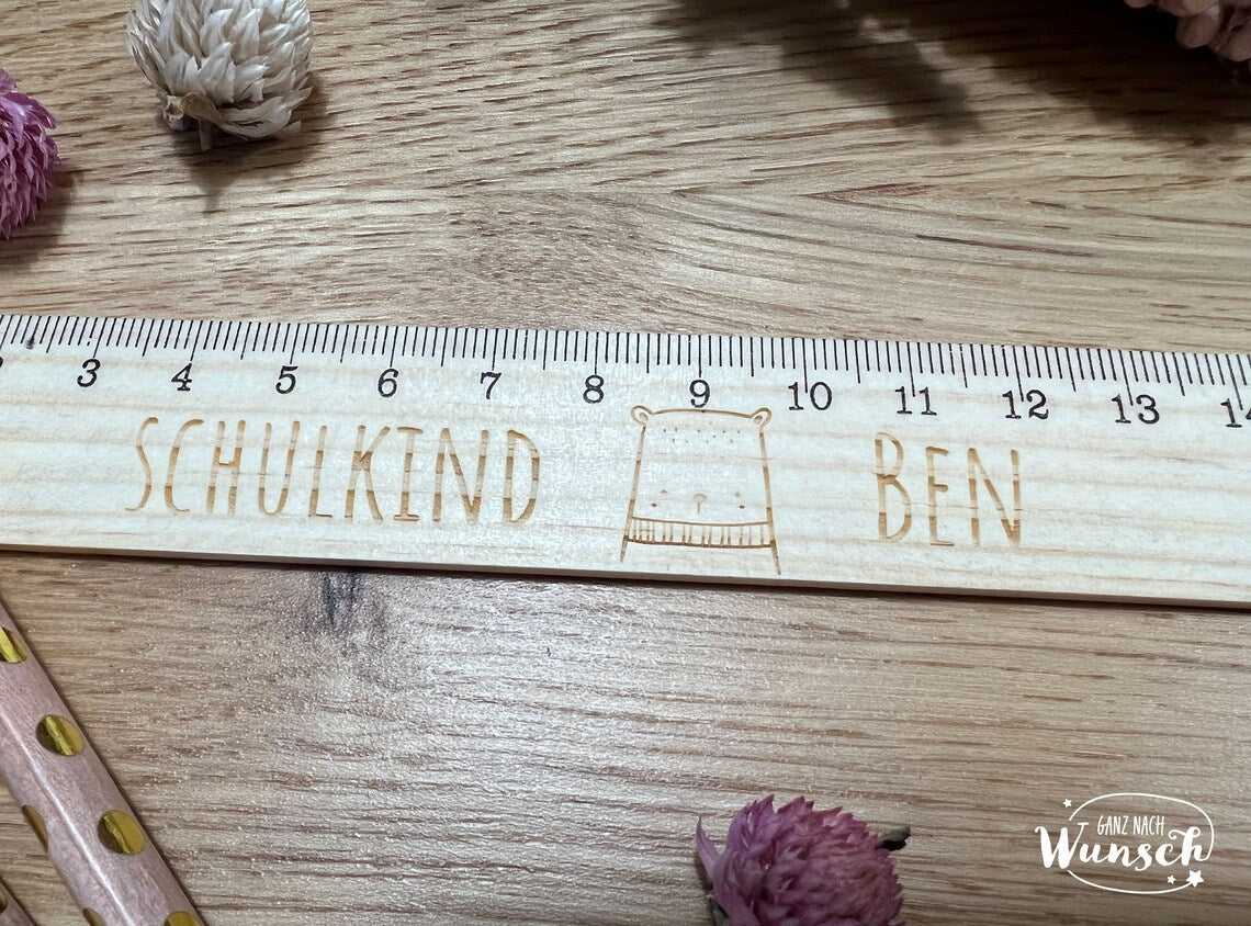 Lineal aus Holz 30cm personalisiert | Holzlineal 20cm | Lasergravur | Geschenk für Lehrer | Geschenk zur Einschulung | Einschulung | Schule