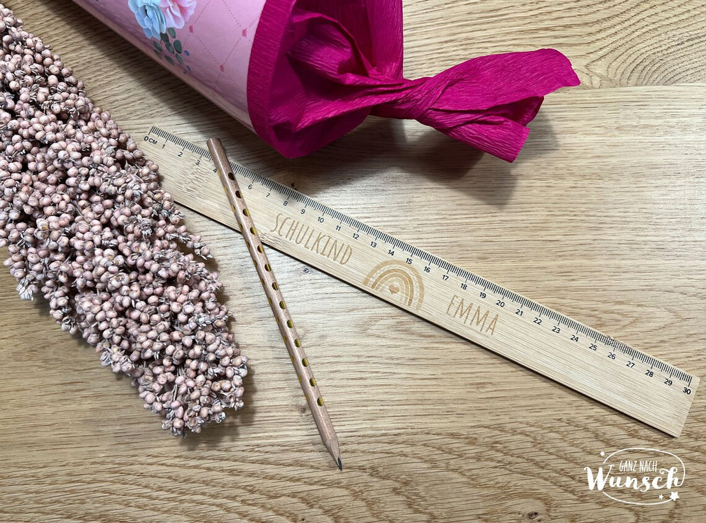 Lineal aus Holz 30cm personalisiert | Holzlineal 20cm | Lasergravur | Geschenk für Lehrer | Geschenk zur Einschulung | Einschulung | Schule