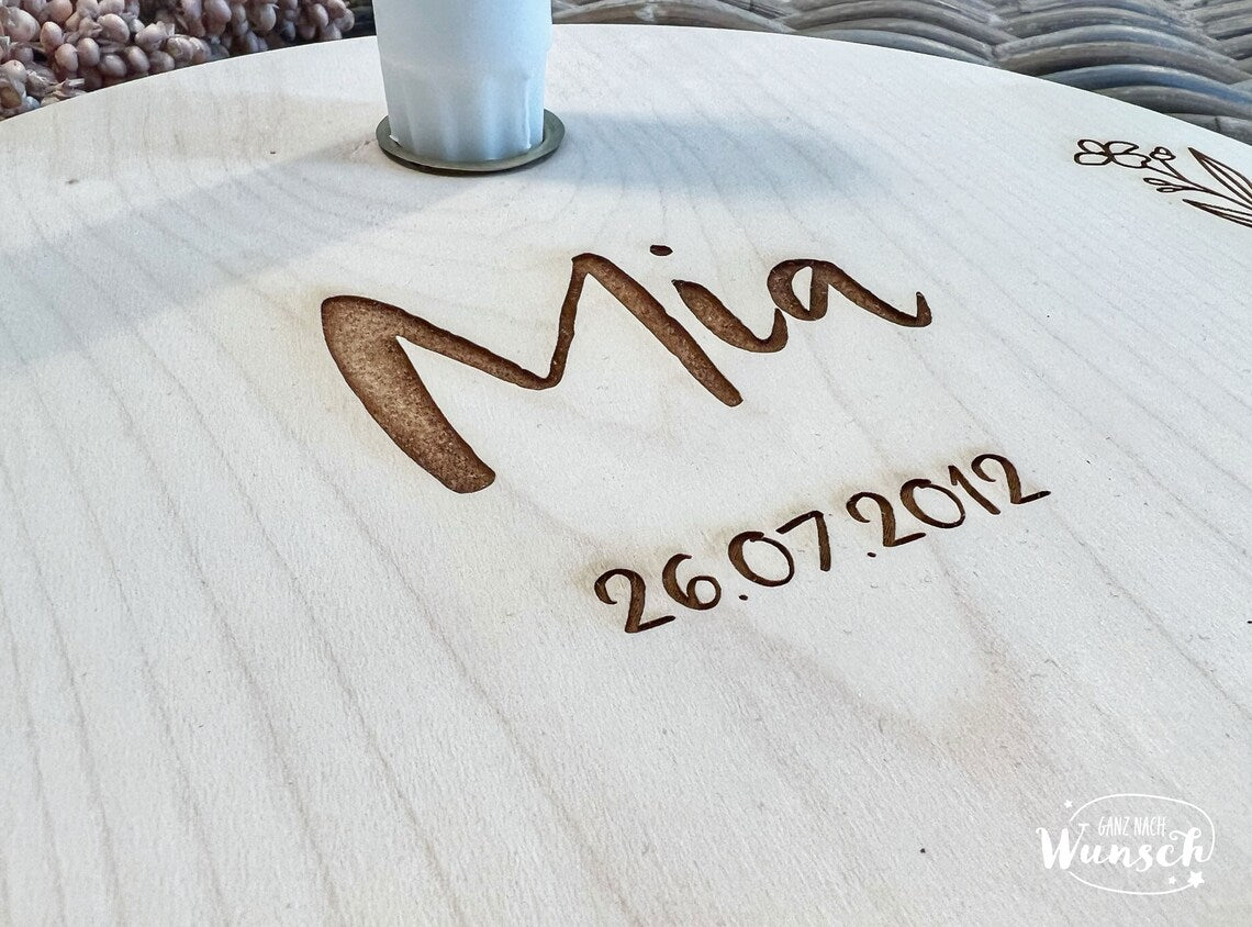 Geburtstagskerze personalisiert | Holzscheibe | Geburtstag | Lebenskerze | Geburtstagsbrett