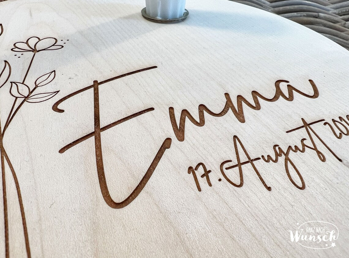 Geburtstagskerze personalisiert | Holzscheibe | Geburtstag | Lebenskerze | Geburtstagsbrett