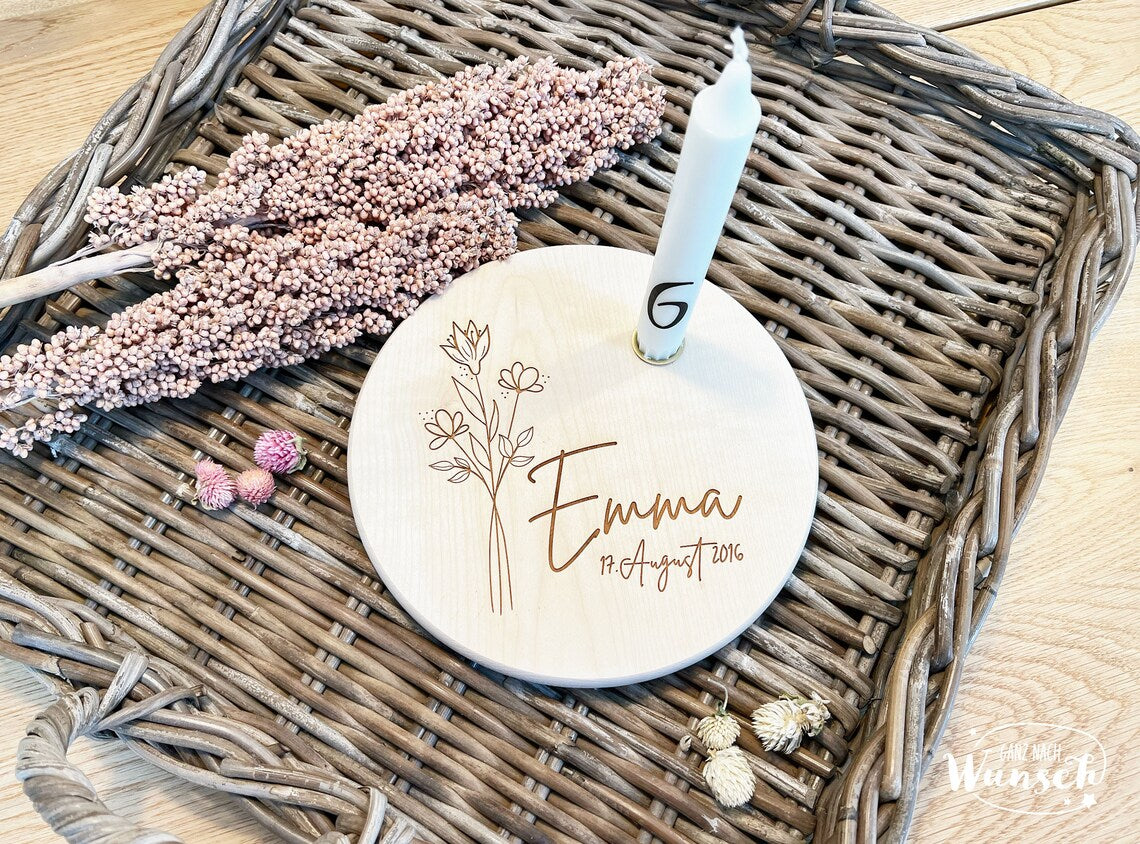 Geburtstagskerze personalisiert | Holzscheibe | Geburtstag | Lebenskerze | Geburtstagsbrett