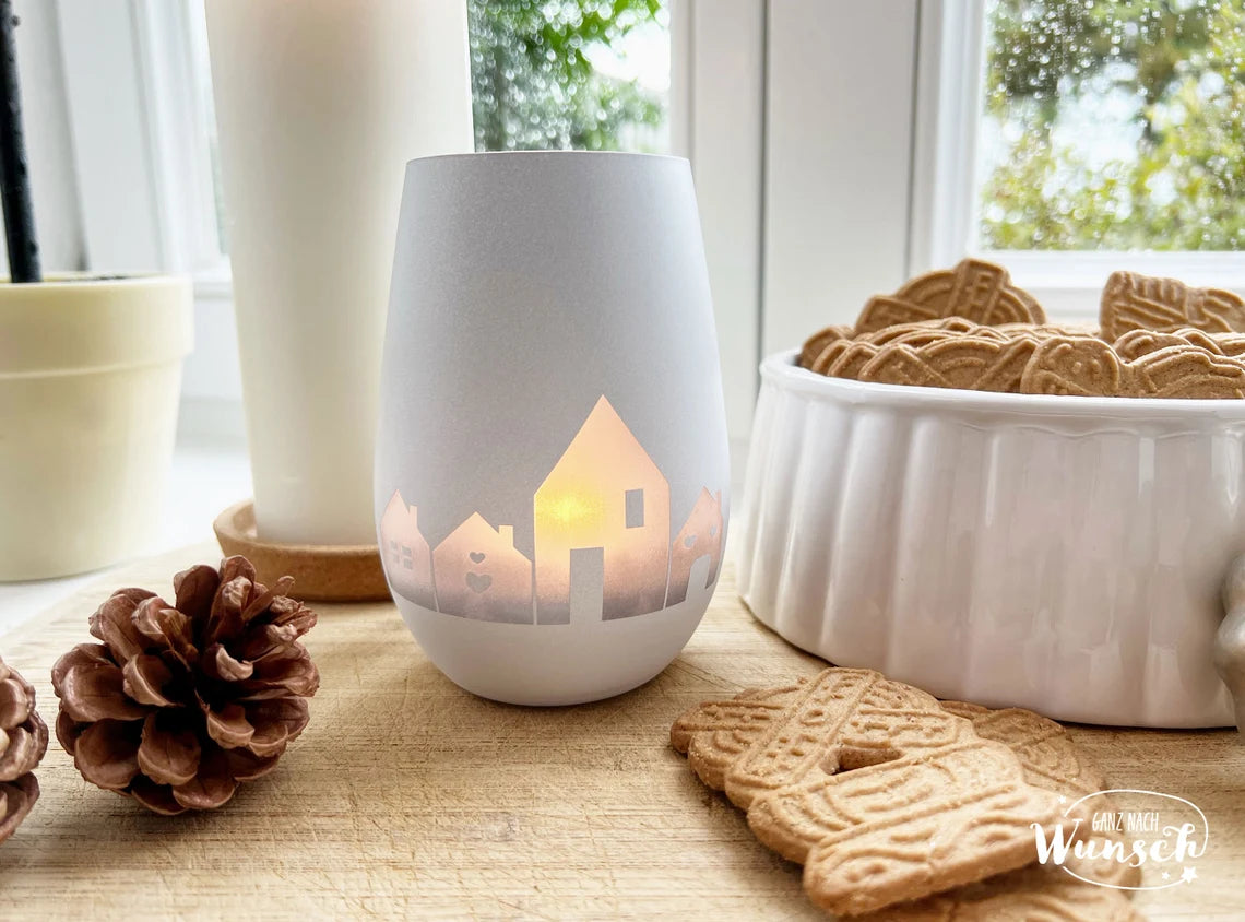 Windlicht | Geburtstag | Gravur | Kristallglas | Wunschlicht | Vase | Geschenk zum Geburtstag | Landhaus | Häuser | Weihnachten | Herbst