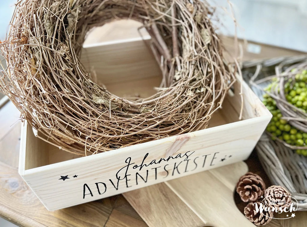 Weihnachten - Adventskalender - Bedruckte Holzkiste