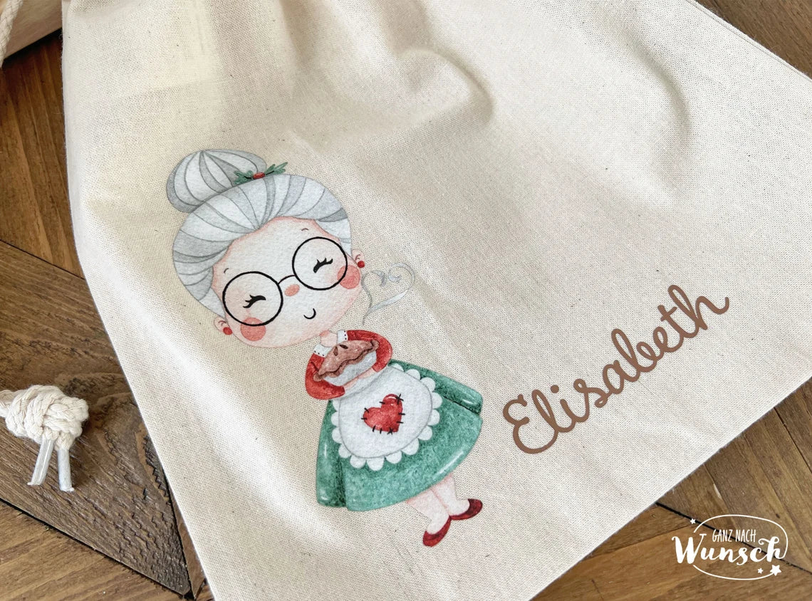 Weihnachten - Oma - Bedrucktes Säckchen