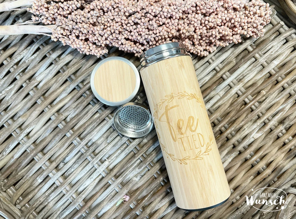 Teekanne mit Teesieb | Teebecher to go | Thermobecher mit Sieb | Thermobecher mit Personalisierung | Geschenk für Teeliebhaber | Tee