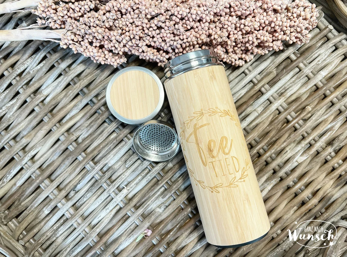Teekanne mit Teesieb | Teebecher to go | Thermobecher mit Sieb | Thermobecher mit Personalisierung | Geschenk für Teeliebhaber | Tee