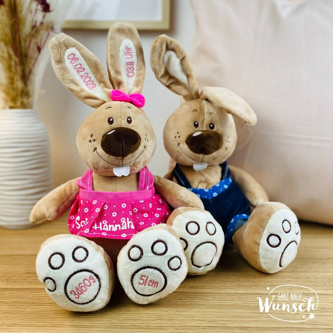 Kuscheltier personalisiert | Osterhase | Ostergeschenk | Geschenk zur Geburt