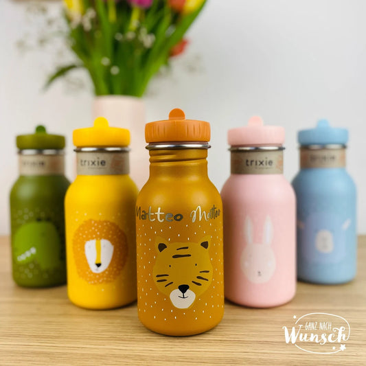 Kinder Trinkflasche personalisiert Edelstahl | Trixie | Flasche für Kita, Kindergarten, Schule | Wasserflasche | Einschulung | 350ml