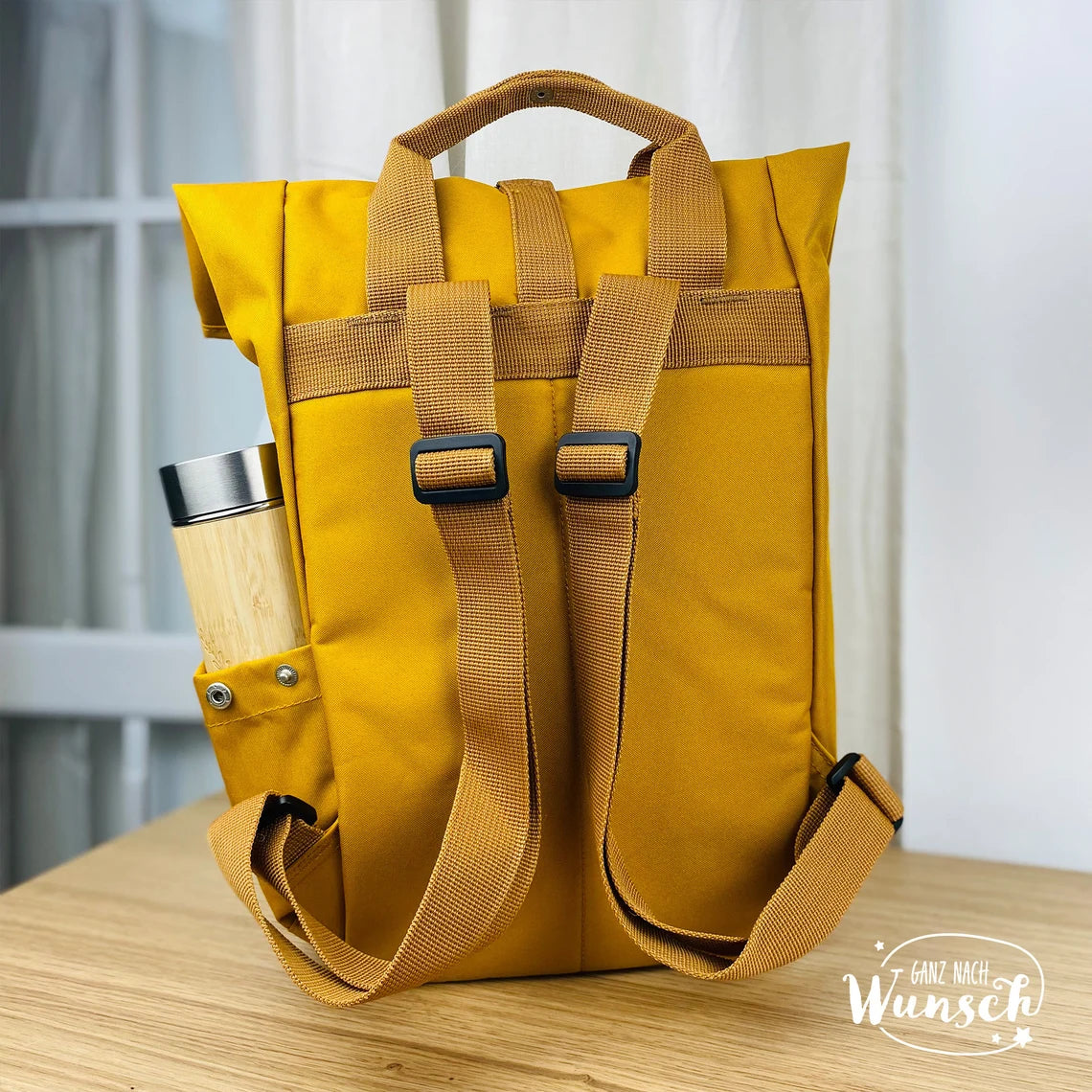Rucksack personalisiert Damen | Schule | Kindergarten | Rolltop | Outdoor | Geschenk Mama, Oma, Tante | Städtetrip | Bedruckte Tasche