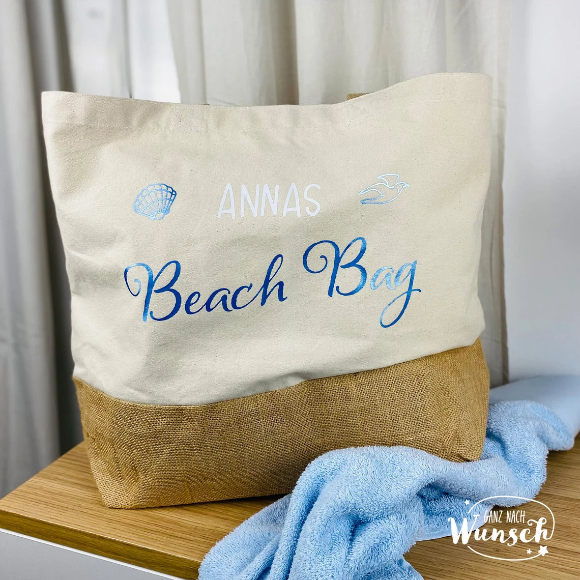 Strandtasche | XL | Tragetasche | große Tasche | Beach Bag | Jute Shopper | personalisiert | Urlaubstasche | Muttertag | Sommertasche