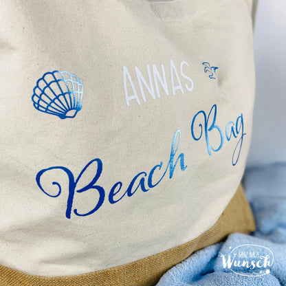 Strandtasche | XL | Tragetasche | große Tasche | Beach Bag | Jute Shopper | personalisiert | Urlaubstasche | Muttertag | Sommertasche