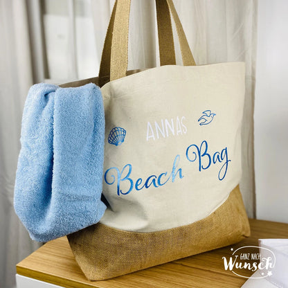 Strandtasche | XL | Tragetasche | große Tasche | Beach Bag | Jute Shopper | personalisiert | Urlaubstasche | Muttertag | Sommertasche