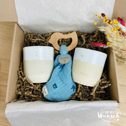 Geschenk zur Geburt | Geschenkset für Baby und Eltern | Baby-Willkommensbox | werdende Eltern | Babyparty | Geschenkbox | personalisiert