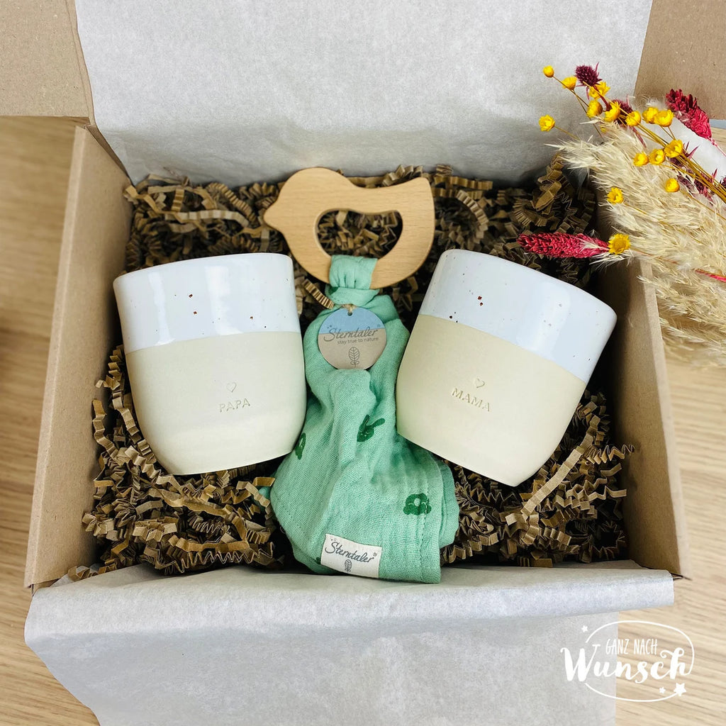 Geschenk zur Geburt | Geschenkset für Baby und Eltern | Baby-Willkommensbox | werdende Eltern | Babyparty | Geschenkbox | personalisiert