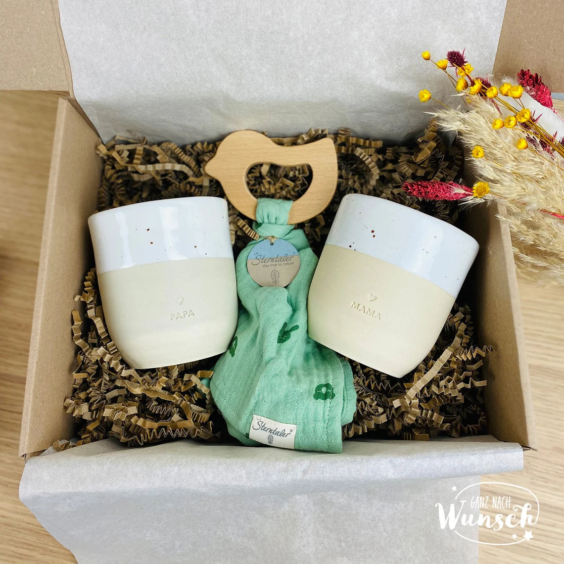Geschenk zur Geburt | Geschenkset für Baby und Eltern | Baby-Willkommensbox | werdende Eltern | Babyparty | Geschenkbox | personalisiert
