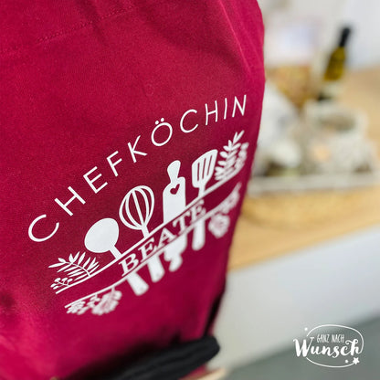 Personalisierte Schürze | Kochschürze | Geschenk zum Geburtstag | Schürze mit Kochlöffeln und co. | Mit Namen |