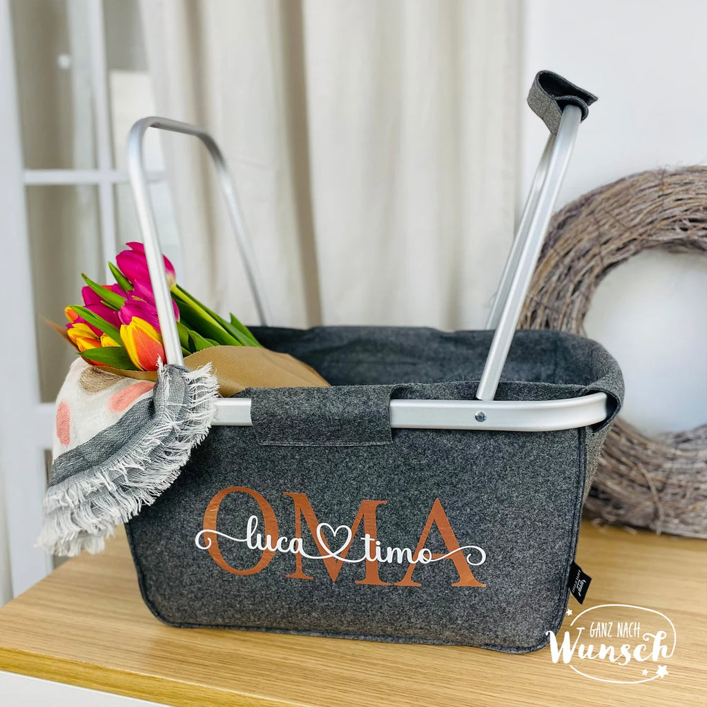 Personalisierter Einkaufskorb als Geschenk für Oma | Geburtstag | Filzkorb personalisiert | Korb Oma | Mama | Einkaufskorb mit Namen