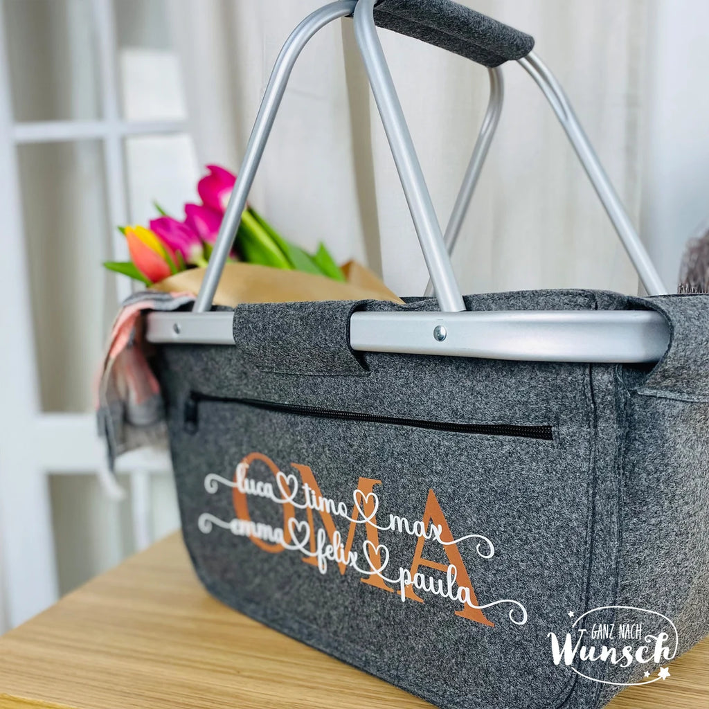 Personalisierter Einkaufskorb als Geschenk für Oma | Geburtstag | Filzkorb personalisiert | Korb Oma | Mama | Einkaufskorb mit Namen
