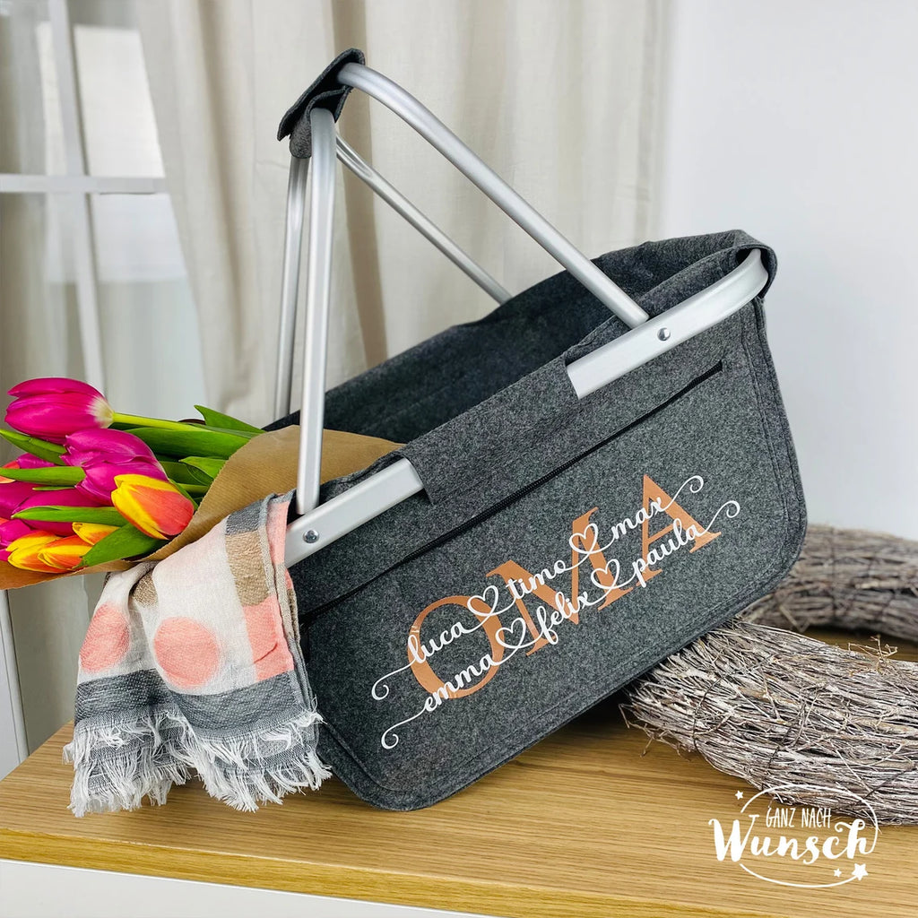 Personalisierter Einkaufskorb als Geschenk für Oma | Geburtstag | Filzkorb personalisiert | Korb Oma | Mama | Einkaufskorb mit Namen