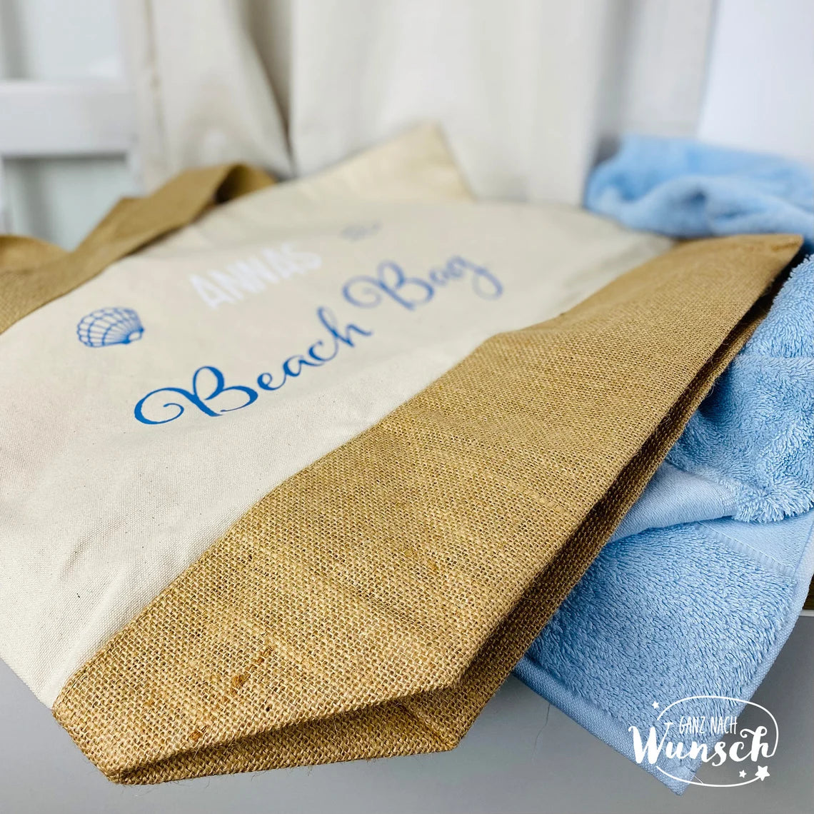 Strandtasche | XL | Tragetasche | große Tasche | Beach Bag | Jute Shopper | personalisiert | Urlaubstasche | Muttertag | Sommertasche