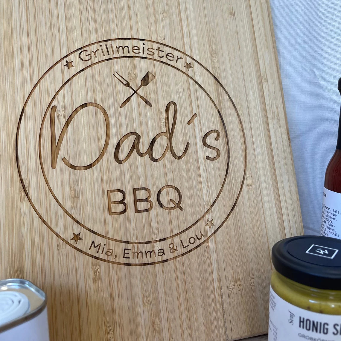 Schneidebrett mit Gravur | Brotbrett | Holzbrett | Geschenk zum Vatertag | Papa | Opa | Servierbrett | BBQ | Weihnachtsgeschenk Papa