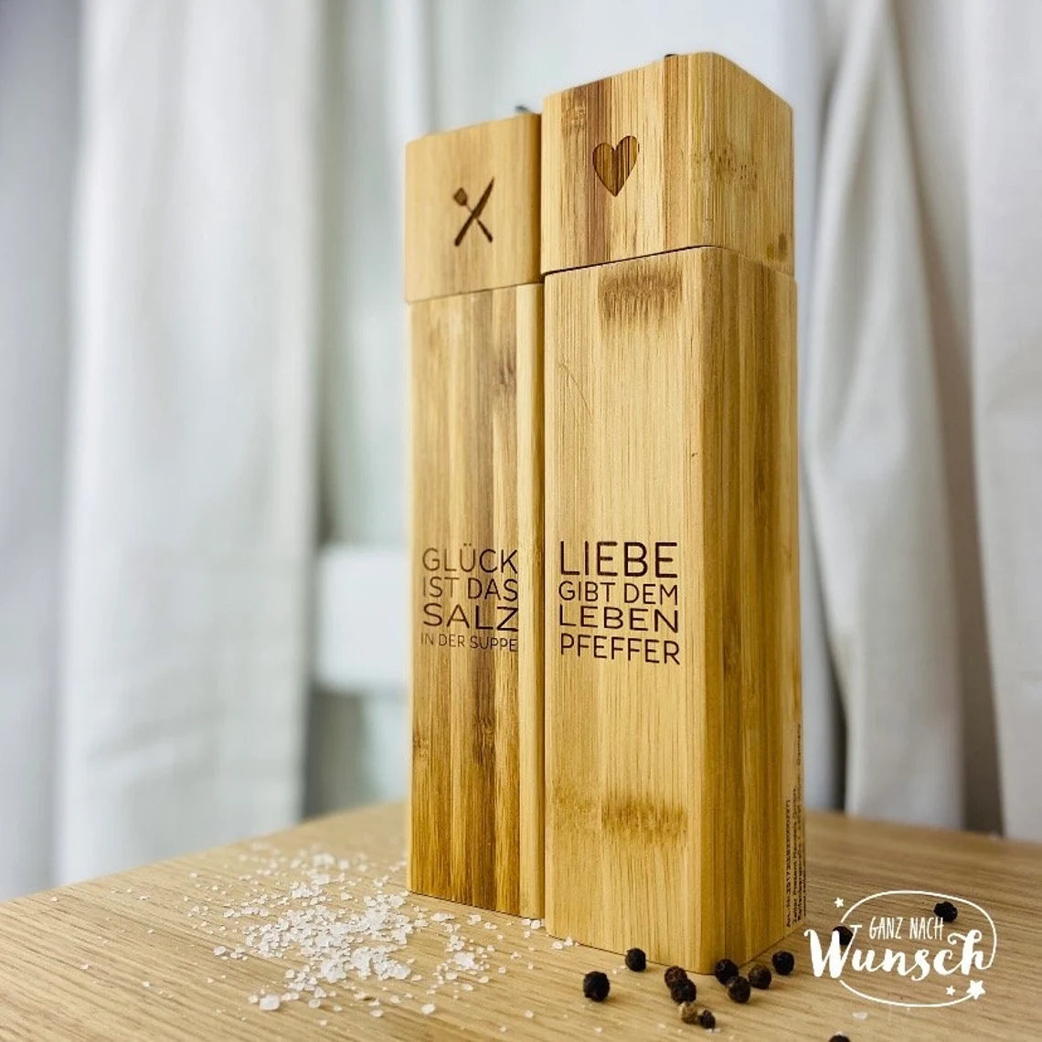 Personalisierte Salz und Pfeffermühle | Hochzeitsgeschenk | Gewürzmühle | Mühle | Salzstreuer | Pfefferstreuer | Geburtstag