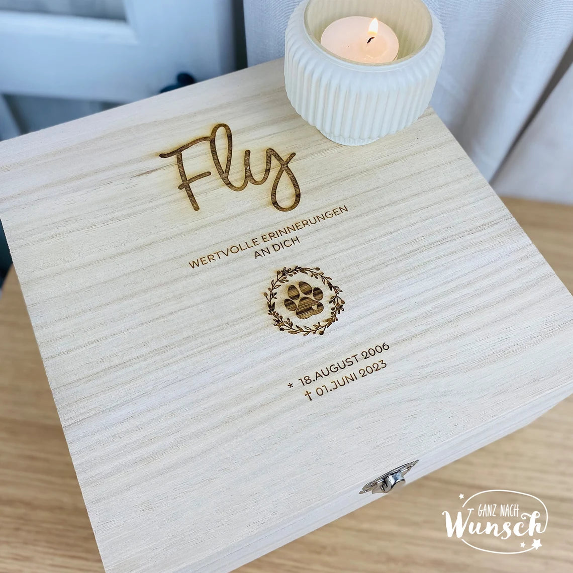 Erinnerungskiste | Trauer | Gedenkkiste | Haustier | Aufbewahrungskiste für Erinnerungsstücke | Erinnerungsbox Hund Katze