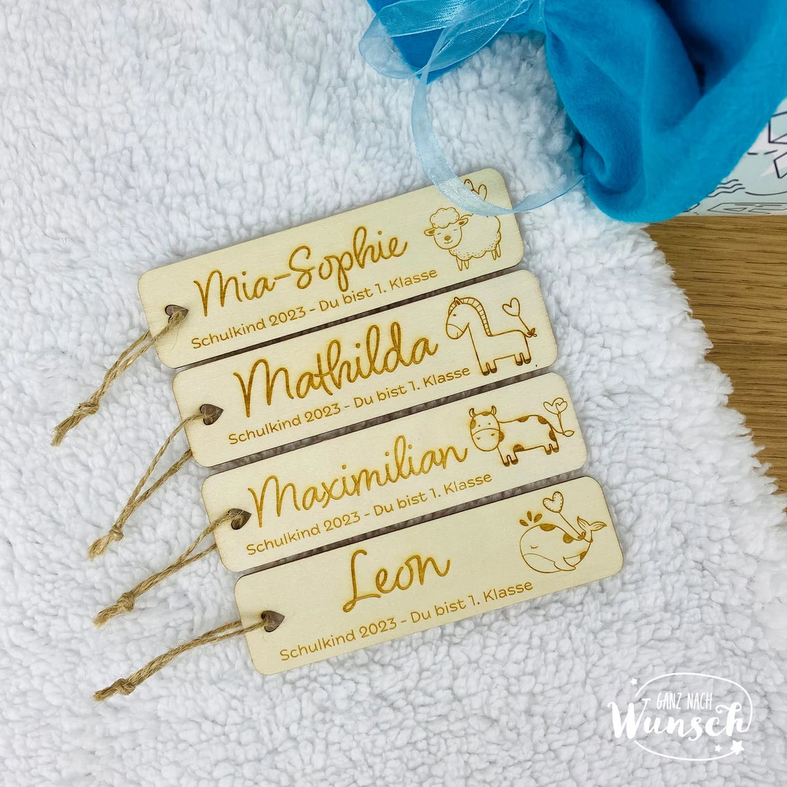 Lesezeichen | Anhänger für Schultüte | Holzanhänger klein | Einschulung | Geschenk erste Klasse | personalisiert | mit Gravur