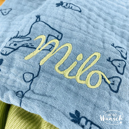 Sterntaler | Baby Geschenk | Schmusetuch | Geschenk zur Geburt | Schnuffeltuch | mit Stick | personalisierbar | Baby | Knoten | Musselin