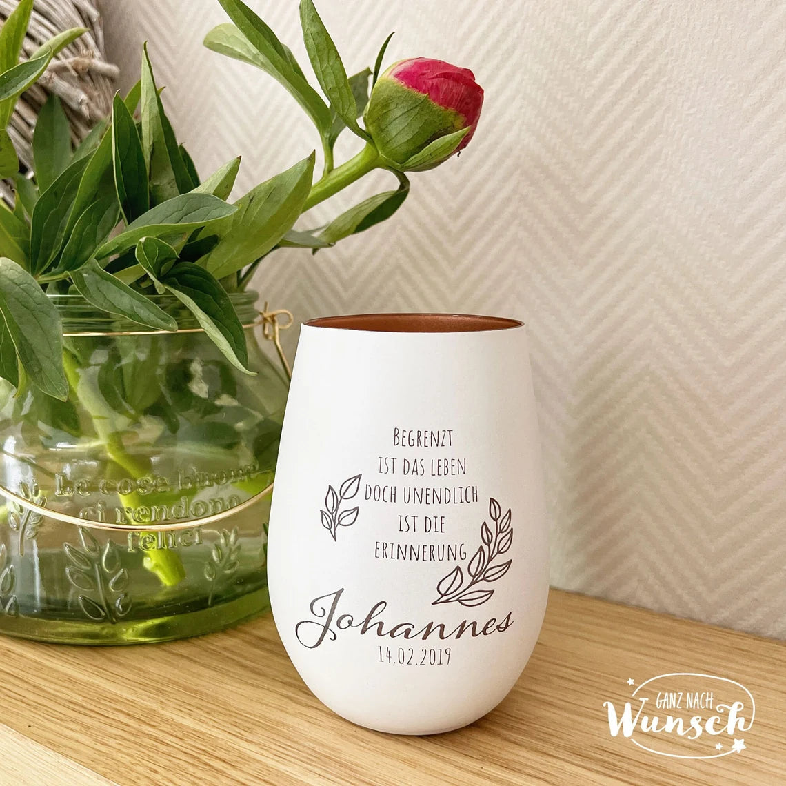 Personalisiertes Windlicht | Erinnerungslicht | Vase | Beerdigung | Trauer | Trauerlicht | Gedenklicht | Sternenkind