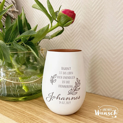 Personalisiertes Windlicht | Erinnerungslicht | Vase | Beerdigung | Trauer | Trauerlicht | Gedenklicht | Sternenkind