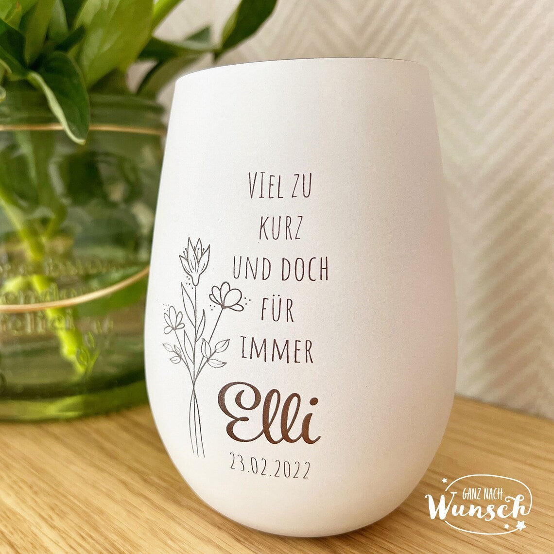 Personalisiertes Windlicht | Gravur | Kristallglas | Erinnerungslicht | Vase | Beerdigung | Trauer | Trauerlicht | Gedenklicht | Sternenkind