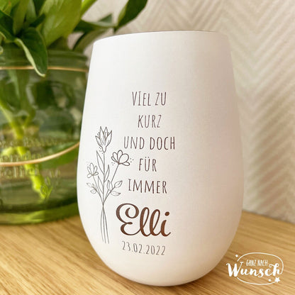 Personalisiertes Windlicht | Gravur | Kristallglas | Erinnerungslicht | Vase | Beerdigung | Trauer | Trauerlicht | Gedenklicht | Sternenkind
