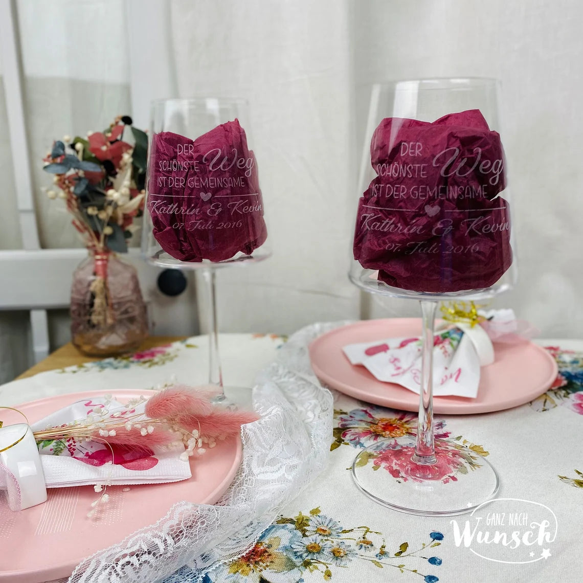 Weingläser mit Gravur | Personalisiertes Weinglas | Hochzeitsgeschenk | Geschenkidee Hochzeit | Rotweingläser mit Spruch | Weißweingläser