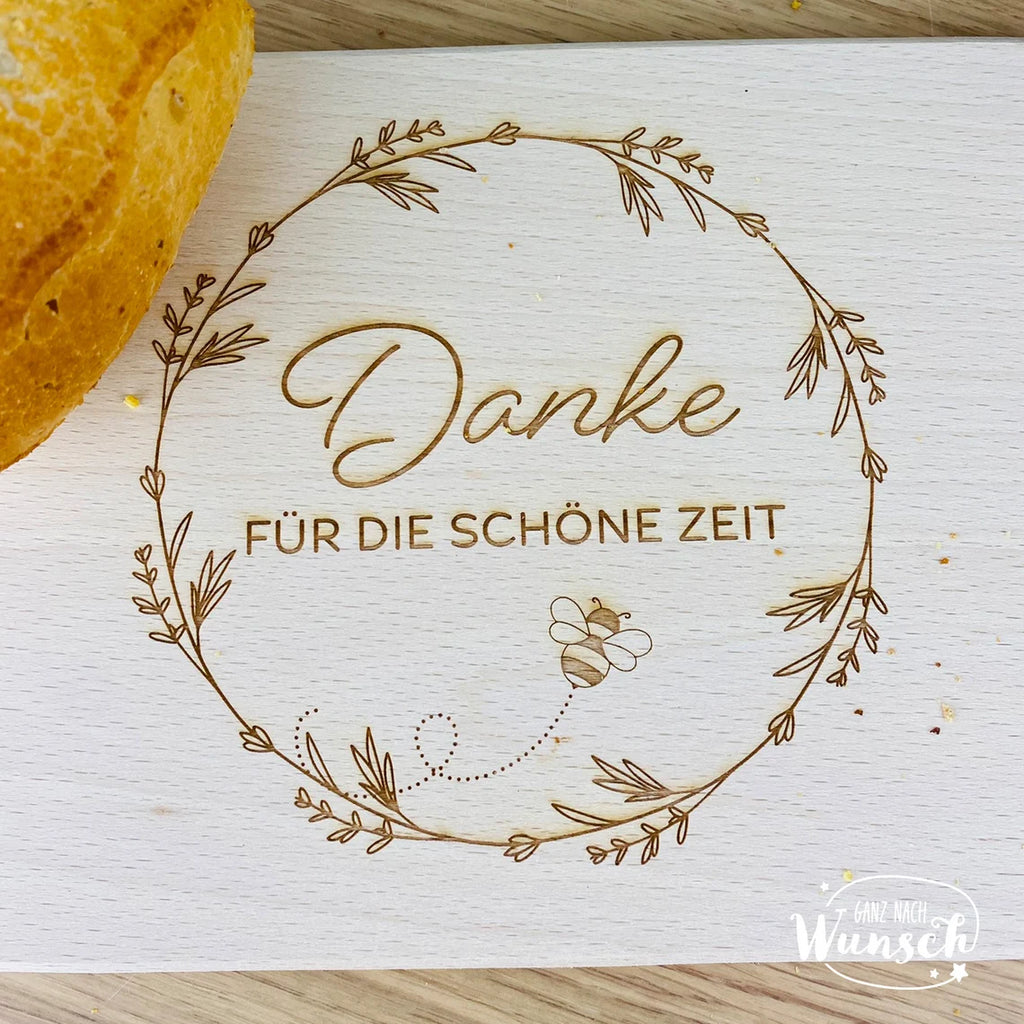 Frühstücksbrettchen Holz | Danke | Holzbrett | Geschenkidee | Geburtstagsgeschenk | Brettchen | Frühstücksbrett | Biene