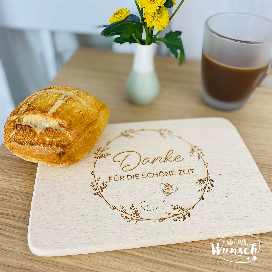 Frühstücksbrettchen Holz | Danke | Holzbrett | Geschenkidee | Geburtstagsgeschenk | Brettchen | Frühstücksbrett | Biene