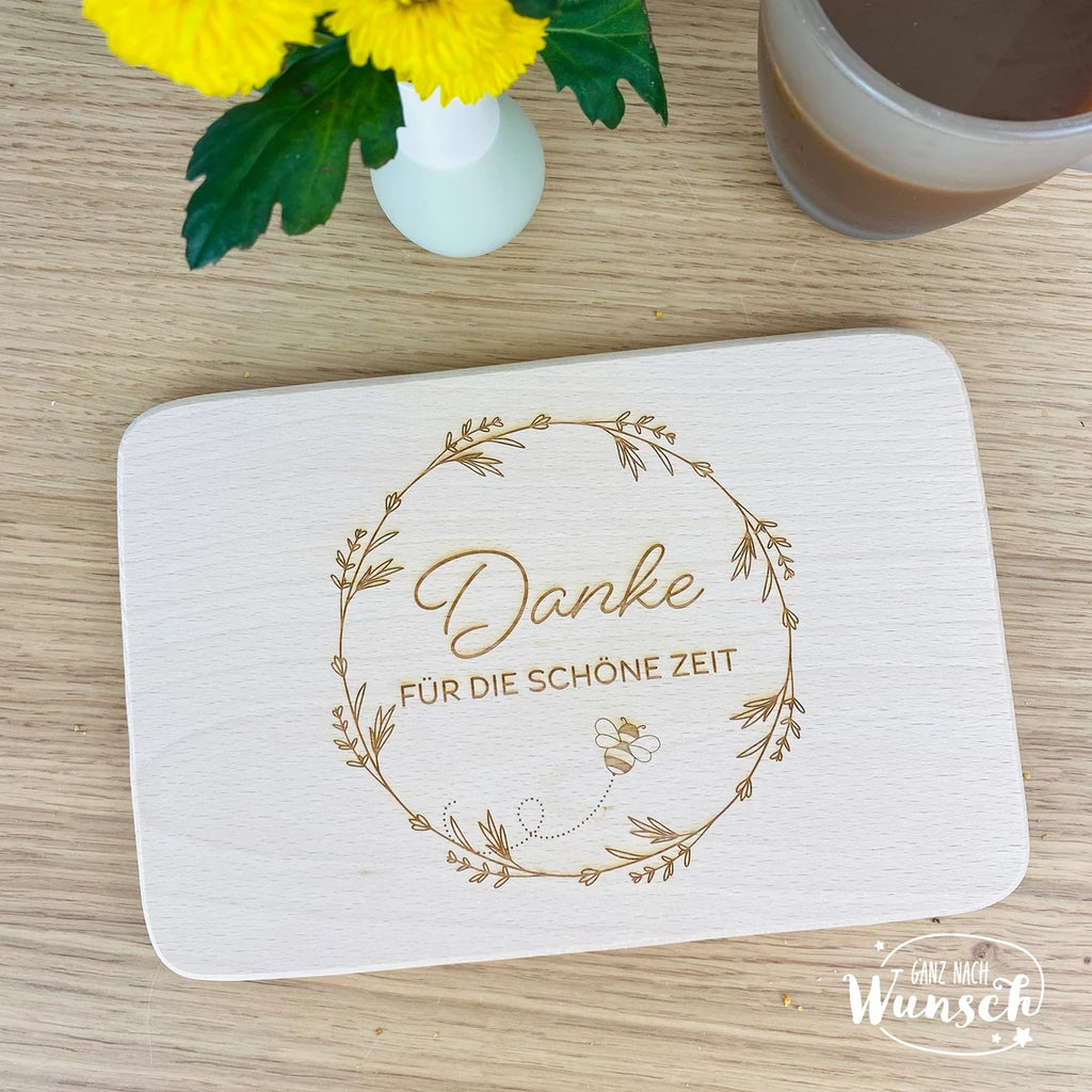 Frühstücksbrettchen Holz | Danke | Holzbrett | Geschenkidee | Geburtstagsgeschenk | Brettchen | Frühstücksbrett | Biene