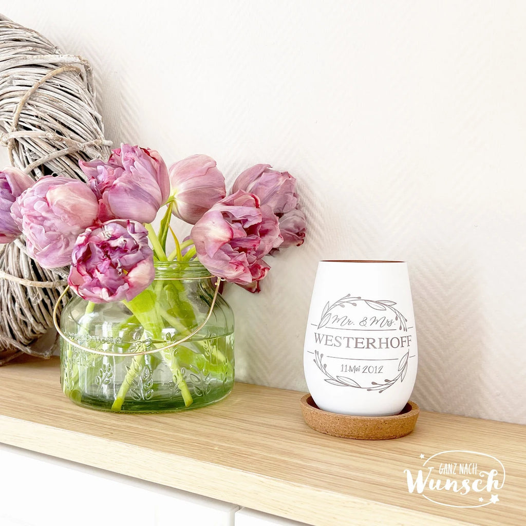 Personalisiertes Windlicht | Hochzeit | Hochzeitstag | Gravur | Erinnerungslicht | Vase | Geschenk zur Hochzeit | Mr Mrs