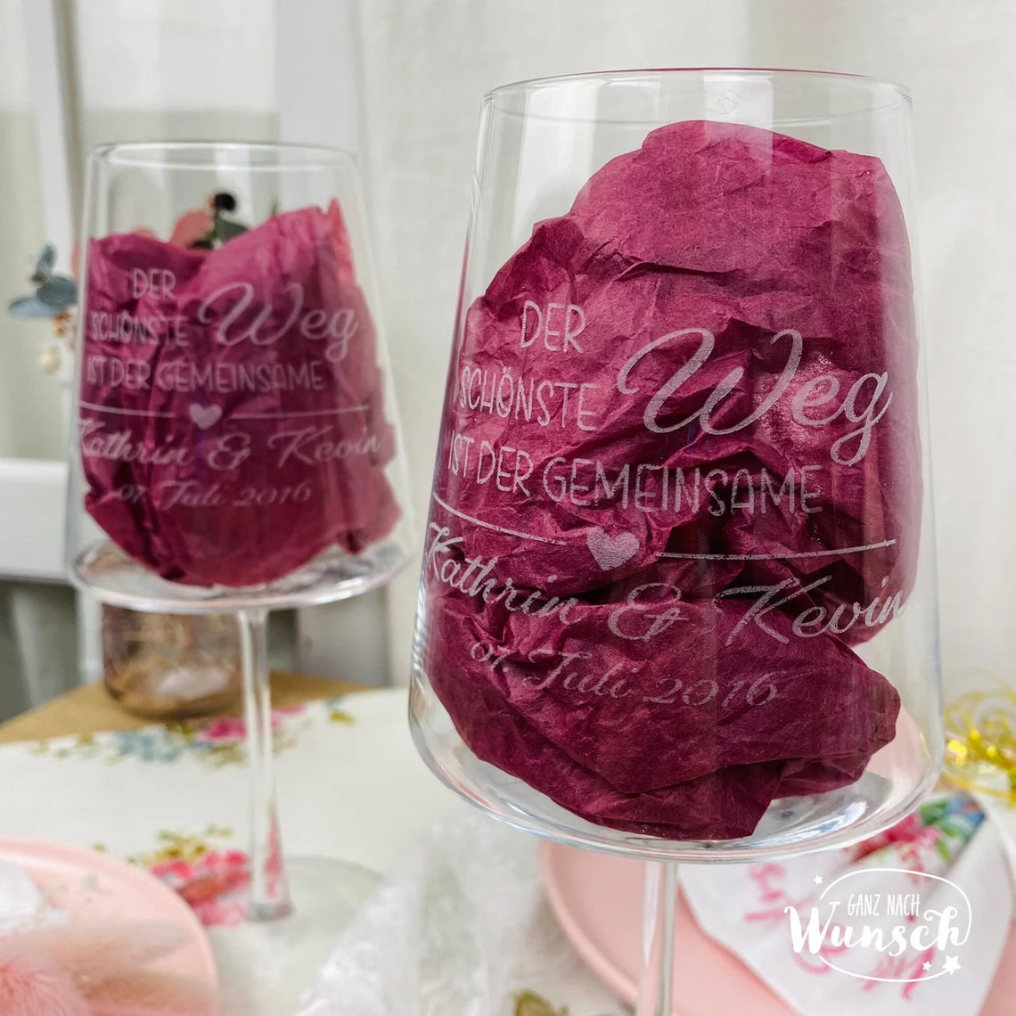 Weingläser mit Gravur | Personalisiertes Weinglas | Hochzeitsgeschenk | Geschenkidee Hochzeit | Rotweingläser mit Spruch | Weißweingläser