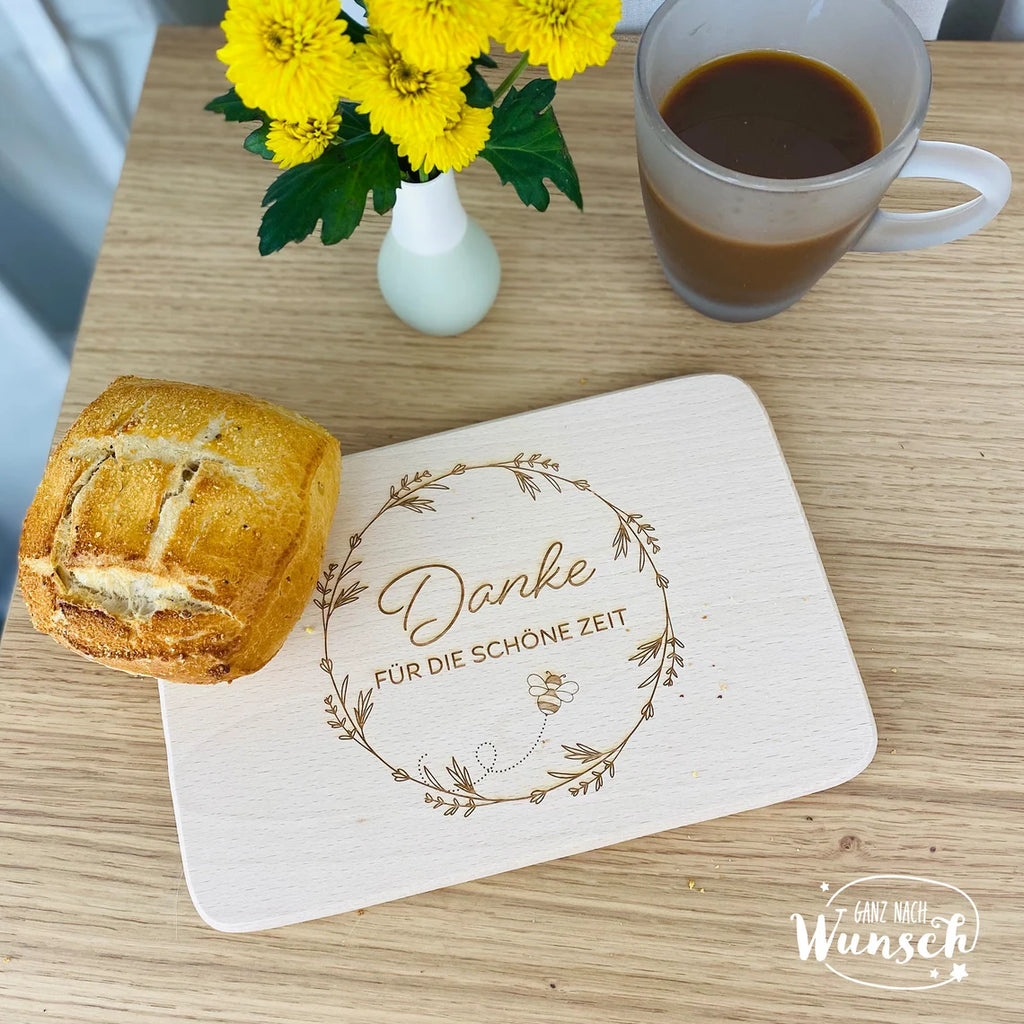 Frühstücksbrettchen Holz | Danke | Holzbrett | Geschenkidee | Geburtstagsgeschenk | Brettchen | Frühstücksbrett | Biene