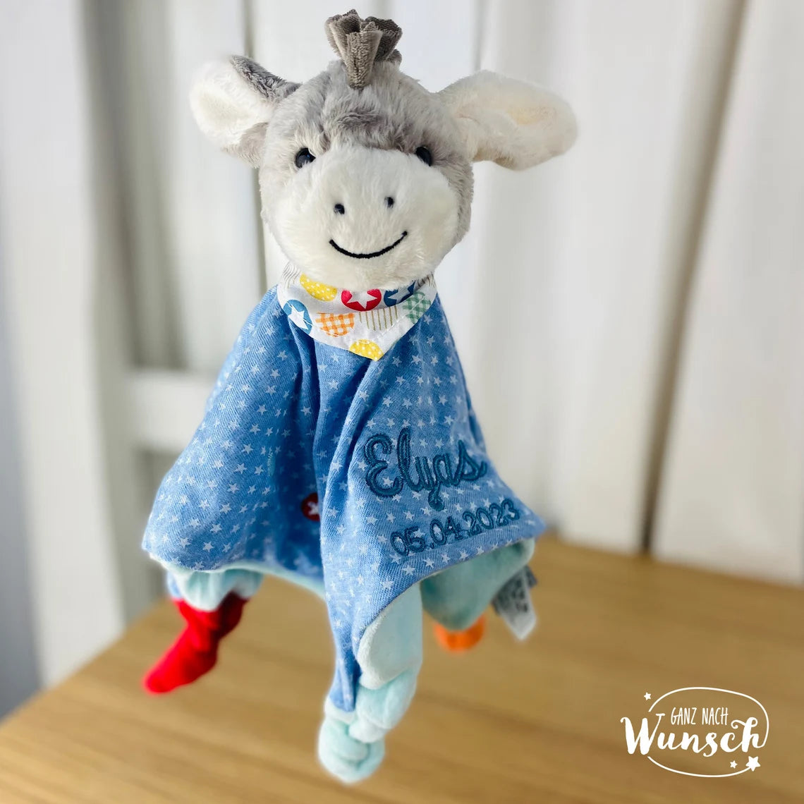 Sterntaler | Babytuch | Schmusetuch | Geschenk zur Geburt | Schnuffeltuch | mit Stick | personalisierbar | Baby | Knoten | Musselin